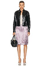 Bottega Veneta Midi Skirt in Lilac & Chalk, view 4, click to view large image.