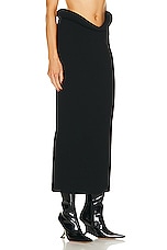 Bottega Veneta Viscose Compact Frise Skirt in Black, view 2, click to view large image.