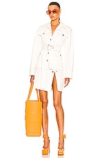Bottega Veneta Light Stretch Linen Skirt in Chalk, view 5, click to view large image.