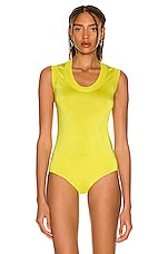 Bottega Veneta Fluid Jersey Bodysuit in Kiwi, view 2, click to view large image.