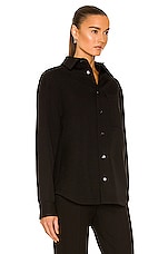 Bottega Veneta Oversized Grain De Poudre Shirt in Black, view 2, click to view large image.