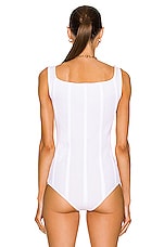 Bottega Veneta Lightweight Fluid Viscose Loops Bodysuit in White, view 4, click to view large image.
