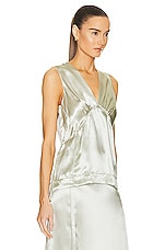 Bottega Veneta Ruffle Satin Blouse in Frosting, view 2, click to view large image.