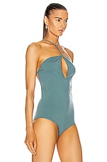 Bottega Veneta Sleeveless Bodysuit in Storm, view 3, click to view large image.