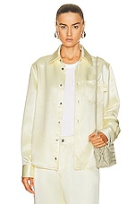 Bottega Veneta Silk Twill Long Sleeve Shirt in Camomile, view 1, click to view large image.