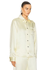 Bottega Veneta Silk Twill Long Sleeve Shirt in Camomile, view 3, click to view large image.
