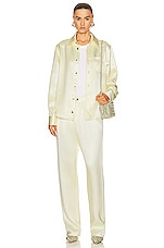 Bottega Veneta Silk Twill Long Sleeve Shirt in Camomile, view 5, click to view large image.