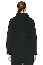 Bottega Veneta Stretch Funnel Neck Shirt in Black, view 3, click to view large image.