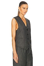 Bottega Veneta Classic Wool Houndstooth Vest in Brown, Blue, & Yellow, view 2, click to view large image.