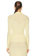 Bottega Veneta Cotton Moving Ribs Polo Top in Pineapple Chalk, view 3, click to view large image.