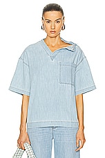 Bottega Veneta Wide Shirt in Bleached Light Denim, view 1, click to view large image.