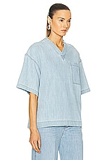 Bottega Veneta Wide Shirt in Bleached Light Denim, view 2, click to view large image.