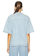 Bottega Veneta Wide Shirt in Bleached Light Denim, view 3, click to view large image.