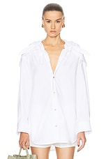 Bottega Veneta Long Sleeve Button Up Top in White, view 1, click to view large image.