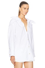 Bottega Veneta Long Sleeve Button Up Top in White, view 2, click to view large image.