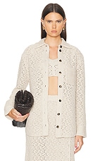 Bottega Veneta Long Sleeve Button Up Top in Bone & Cloud, view 1, click to view large image.