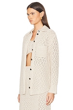 Bottega Veneta Long Sleeve Button Up Top in Bone & Cloud, view 3, click to view large image.