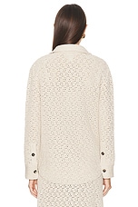 Bottega Veneta Long Sleeve Button Up Top in Bone & Cloud, view 4, click to view large image.