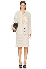 Bottega Veneta Long Sleeve Button Up Top in Bone & Cloud, view 5, click to view large image.