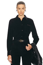 Bottega Veneta Long Sleeve Shirt in Midnight Blue, view 1, click to view large image.