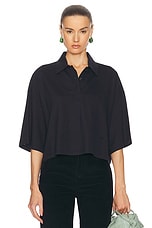Bottega Veneta Short Sleeve Shirt in Dark Night, view 1, click to view large image.