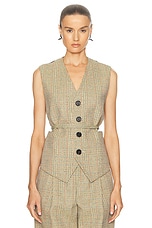 Bottega Veneta Tailored Vest in Beige, Yellow, & Blue, view 1, click to view large image.