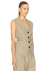 Bottega Veneta Tailored Vest in Beige, Yellow, & Blue, view 2, click to view large image.
