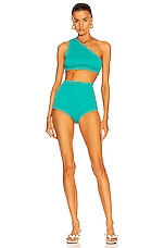 Bottega Veneta Crinkle Bikini Set in Neptune, view 1, click to view large image.