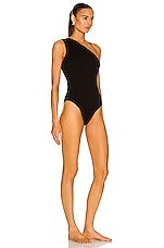Bottega Veneta Nylon Crinkle Swimsuit in Black, view 2, click to view large image.