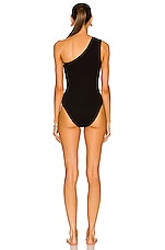 Bottega Veneta Nylon Crinkle Swimsuit in Black, view 3, click to view large image.
