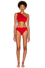 Bottega Veneta Nylon Crinkle Bikini Set in Scarlet, view 1, click to view large image.