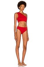 Bottega Veneta Nylon Crinkle Bikini Set in Scarlet, view 2, click to view large image.