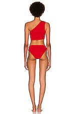 Bottega Veneta Nylon Crinkle Bikini Set in Scarlet, view 3, click to view large image.