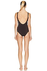 Bottega Veneta Low Back Stretch Nylon One Piece Swimsuit in Milk Chocolate, view 3, click to view large image.