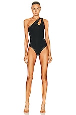 Bottega Veneta Stretch One Piece Swimsuit in Black, view 1, click to view large image.