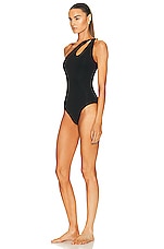Bottega Veneta Stretch One Piece Swimsuit in Black, view 3, click to view large image.
