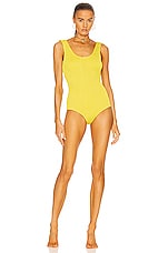 Bottega Veneta Crinkle One Piece Swimsuit in Acid, view 1, click to view large image.