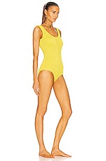 Bottega Veneta Crinkle One Piece Swimsuit in Acid, view 2, click to view large image.
