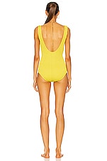 Bottega Veneta Crinkle One Piece Swimsuit in Acid, view 3, click to view large image.