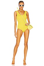 Bottega Veneta Crinkle One Piece Swimsuit in Acid, view 4, click to view large image.