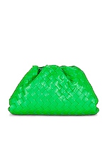 Bottega Veneta Teen Woven Pouch Clutch in Parakeet & Gold, view 1, click to view large image.