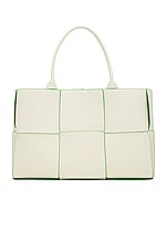 Bottega Veneta Medium Arco Tote Bag in White, Parakeet, & Silver, view 1, click to view large image.
