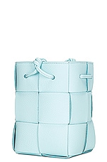 Bottega Veneta Mini Crossbody Bucket Bag in Pale Blue & Gold, view 5, click to view large image.