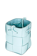 Bottega Veneta Mini Crossbody Bucket Bag in Pale Blue & Gold, view 6, click to view large image.