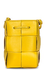 Bottega Veneta Mini Cassette Bucket Bag in Pollen & Gold, view 4, click to view large image.
