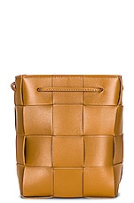 Bottega Veneta Small Cassette Bucket Bag in Camel & Gold, view 1, click to view large image.