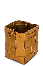 Bottega Veneta Small Cassette Bucket Bag in Camel & Gold, view 5, click to view large image.