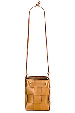 Bottega Veneta Small Cassette Bucket Bag in Camel & Gold, view 6, click to view large image.