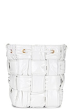 Bottega Veneta Small Cross Body Bucket Bag in White & Gold, view 3, click to view large image.