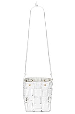 Bottega Veneta Small Cross Body Bucket Bag in White & Gold, view 6, click to view large image.